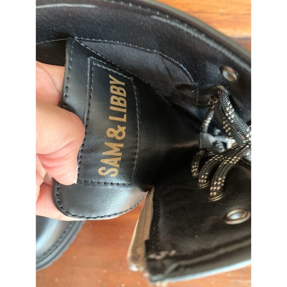 Sam & Libby Combat Boots Stella Dark Khaki Zip Up Embroidered Women's Size 8.5 - Picture 6 of 8